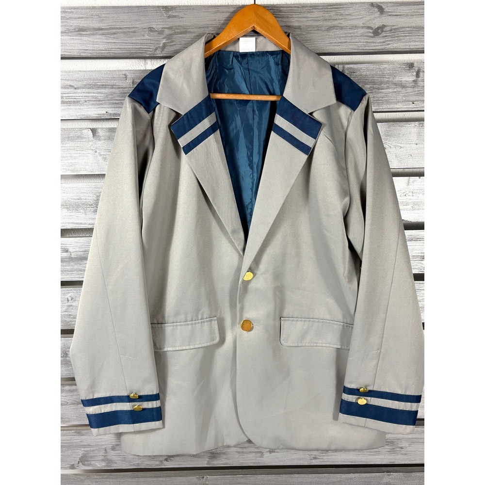 My Hero Academia UA High School Cosplay Blazer Jacket Grey Blue Spirit Men L NWT